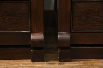 中古　美品　引き出し付きで使い勝手抜群の回転チェア2脚セット(回転椅子、板座チェア、ダイニングチェア、椅子、イス)(R-072100)