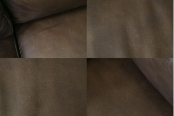中古　美品　HALO(ハロ)　LOFFEE(ロフィ)　本革　ヴィンテージ加工を施したレザーが格好いい2Pソファ(2人掛けソファ、二人掛け、ラブソファ、アームソファ、レザーソファ)(R-072101)