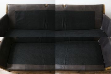 中古　美品　HALO(ハロ)　LOFFEE(ロフィ)　本革　ヴィンテージ加工を施したレザーが格好いい2Pソファ(2人掛けソファ、二人掛け、ラブソファ、アームソファ、レザーソファ)(R-072101)