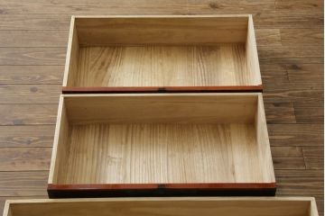 和製ビンテージ　美品　総欅(ケヤキ)材　前面玉杢　木地呂塗り　重厚な手打ち金具が存在感を放つ仙台車箪笥(仙台箪笥、和タンス、収納たんす、引き出し、ヴィンテージ)(R-072106)