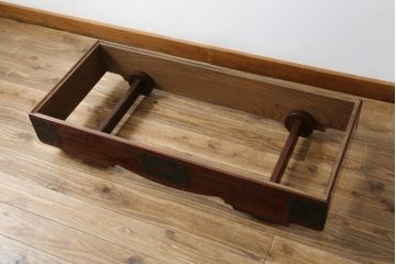 和製ビンテージ　美品　総欅(ケヤキ)材　前面玉杢　木地呂塗り　重厚な手打ち金具が存在感を放つ仙台車箪笥(仙台箪笥、和タンス、収納たんす、引き出し、ヴィンテージ)(R-072106)