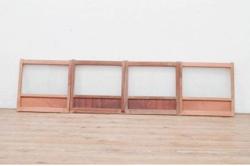 アンティーク建具　デザイン入りのガラスが素敵な和の風情漂う小窓4枚セット(ガラス戸、引き戸)(R-072113)