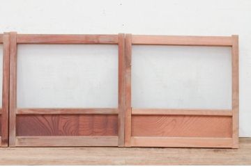 アンティーク建具　デザイン入りのガラスが素敵な和の風情漂う小窓4枚セット(ガラス戸、引き戸)(R-072113)