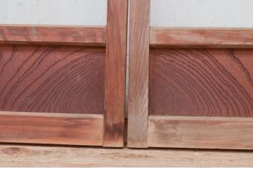 アンティーク建具　デザイン入りのガラスが素敵な和の風情漂う小窓4枚セット(ガラス戸、引き戸)(R-072113)