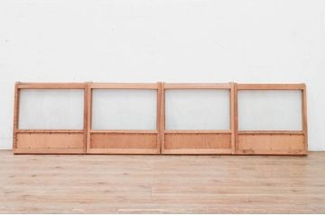 アンティーク建具　デザイン入りのガラスが素敵な和の風情漂う小窓4枚セット(ガラス戸、引き戸)(R-072113)