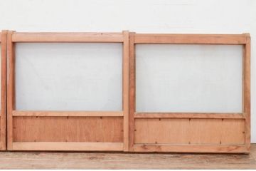 アンティーク建具　デザイン入りのガラスが素敵な和の風情漂う小窓4枚セット(ガラス戸、引き戸)(R-072113)