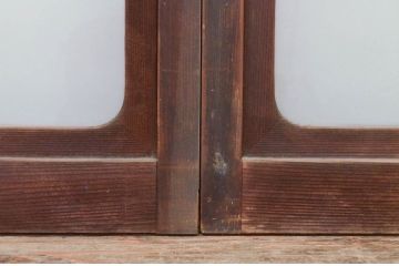 アンティーク建具　落ち着いた和の雰囲気漂うガラス窓2枚セット(引き戸、ガラス戸)(R-072114)