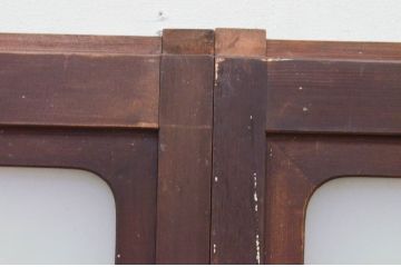 アンティーク建具　落ち着いた和の雰囲気漂うガラス窓2枚セット(引き戸、ガラス戸)(R-072114)
