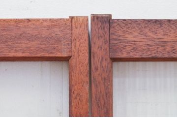 アンティーク建具　レトロな空間作りにおすすめのモールガラス窓4枚セット(引き戸、ガラス戸)(R-072116)