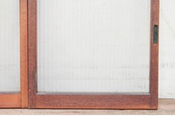アンティーク建具　レトロな空間作りにおすすめのモールガラス窓2枚セット(引き戸、ガラス戸)(R-072117)