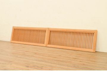 ビンテージ建具　洗練された和モダンな雰囲気の横長格子窓2枚セット(格子戸、引き戸、ヴィンテージ)(R-072118)