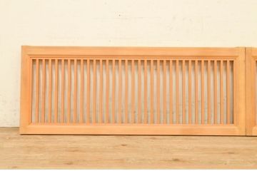 ビンテージ建具　洗練された和モダンな雰囲気の横長格子窓2枚セット(格子戸、引き戸、ヴィンテージ)(R-072118)