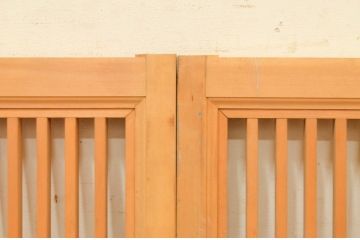 ビンテージ建具　洗練された和モダンな雰囲気の横長格子窓2枚セット(格子戸、引き戸、ヴィンテージ)(R-072118)