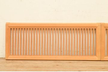 ビンテージ建具　洗練された和モダンな雰囲気の横長格子窓2枚セット(格子戸、引き戸、ヴィンテージ)(R-072118)