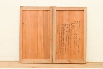 アンティーク建具　杉(スギ)材　落ち着いた和の空間を演出する板戸窓2枚セット(引き戸)(R-072121)