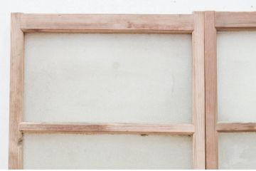 アンティーク建具　素朴な木味が魅力的なダイヤガラス窓4枚セット(引き戸、ガラス戸)(R-072124)