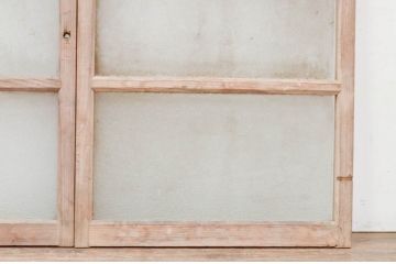 アンティーク建具　素朴な木味が魅力的なダイヤガラス窓4枚セット(引き戸、ガラス戸)(R-072124)