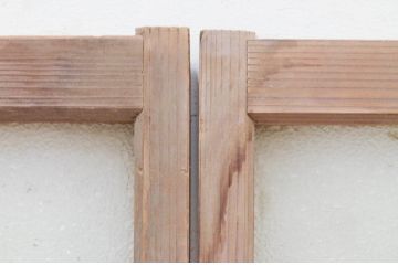 アンティーク建具　素朴な木味が魅力的なダイヤガラス窓4枚セット(引き戸、ガラス戸)(R-072124)