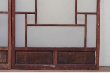 アンティーク建具　どこか懐かしい雰囲気漂うガラス窓2枚セット(引き戸、ガラス戸)(R-072125)