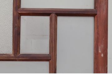 アンティーク建具　どこか懐かしい雰囲気漂うガラス窓2枚セット(引き戸、ガラス戸)(R-072125)