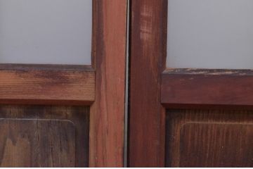 アンティーク建具　どこか懐かしい雰囲気漂うガラス窓2枚セット(引き戸、ガラス戸)(R-072125)