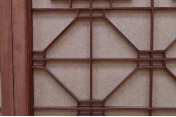 アンティーク建具　組子のデザインがお洒落な障子入り書院戸4枚セット(障子戸、窓、引き戸)(R-072126)