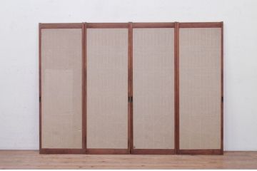 アンティーク建具　組子のデザインがお洒落な障子入り書院戸4枚セット(障子戸、窓、引き戸)(R-072126)