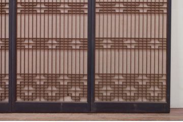 アンティーク建具　組子のデザインがお洒落な障子入り書院戸4枚セット(障子戸、窓、引き戸)(R-072128)