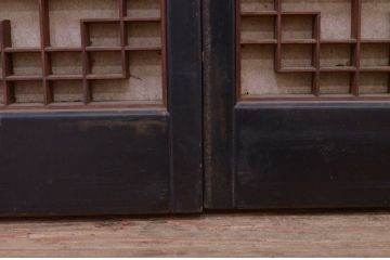 アンティーク建具　組子のデザインがお洒落な障子入り書院戸4枚セット(障子戸、窓、引き戸)(R-072128)