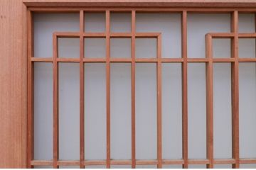 アンティーク建具　片面ガラス　組子のデザインがお洒落な書院戸2枚セット(ガラス窓、ガラス戸、引き戸)(R-072131)