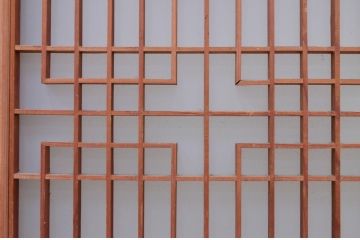 アンティーク建具　片面ガラス　組子のデザインがお洒落な書院戸2枚セット(ガラス窓、ガラス戸、引き戸)(R-072131)
