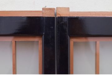 ビンテージ建具　両面ガラス　山・空の広大な背景が素晴らしい書院戸4枚セット(窓、引き戸、ガラス戸、ヴィンテージ)(R-072132)