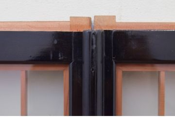 ビンテージ建具　両面ガラス　山・空の広大な背景が素晴らしい書院戸4枚セット(窓、引き戸、ガラス戸、ヴィンテージ)(R-072132)