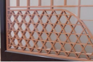 ビンテージ建具　両面ガラス　山・空の広大な背景が素晴らしい書院戸4枚セット(窓、引き戸、ガラス戸、ヴィンテージ)(R-072132)