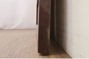 アンティーク建具　栗材・ヒバ材　経年を感じる風合いが魅力の金網入り格子蔵戸1枚(玄関戸、玄関ドア、引き戸、格子戸)(R-072134)