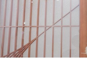 アンティーク建具　上手物!!　両面ガラス　迫力あるデザインが素敵な作りの良い書院戸2枚セット(ガラス窓、ガラス戸、組子建具、引き戸)(R-072138)