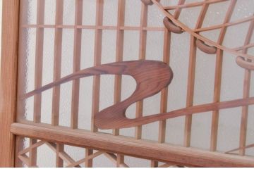 アンティーク建具　上手物!!　両面ガラス　迫力あるデザインが素敵な作りの良い書院戸2枚セット(ガラス窓、ガラス戸、組子建具、引き戸)(R-072138)