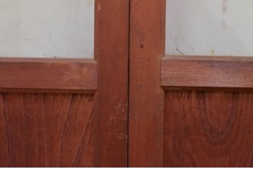 アンティーク建具　どこか懐かしい雰囲気漂う小さなガラス窓2枚セット(引き戸、ガラス戸)(R-072139)
