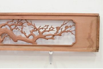 アンティーク建具　井波彫刻　躍動感ある松竹梅が美しい両面彫刻欄間2枚セット(明かり取り、明り取り)(R-072145)