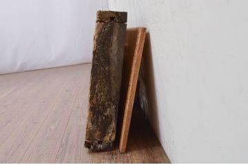 アンティーク建具　井波彫刻　生命力に溢れた鷲と松が目を惹く両面彫刻欄間2枚セット(明かり取り、明り取り)(R-072148)