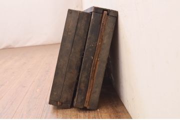 アンティーク建具　井波彫刻　慶一作　躍動感あふれる千羽鶴が目を惹く両面彫刻欄間2枚セット(明かり取り、明り取り)(R-072150)