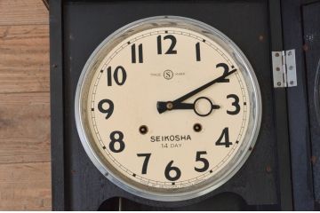 和製アンティーク　精工舎(SEIKOSHA、セイコー)　14DAY　TRADE(S)MARK　クラシカルな雰囲気の大型掛け時計(柱時計、古時計、振り子時計)(R-072155)