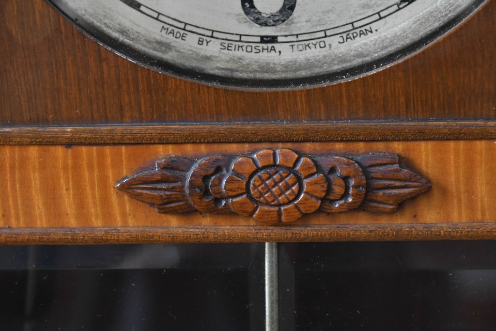 和製アンティーク　精工舎(SEIKOSHA、セイコー)　TRADE(S)MARK　花の彫刻が素敵な掛け時計　(R-072158)