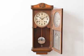 和製アンティーク　精工舎(SEIKOSHA、セイコー)　TRADE(S)MARK　花の彫刻が素敵な掛け時計　(R-072158)
