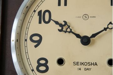 和製アンティーク　精工舎(SEIKOSHA、セイコー)　14DAY　TRADE(S)MARK　レリーフデザインが素敵な掛け時計(柱時計、古時計、振り子時計)(R-072160)