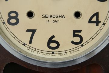 和製アンティーク　精工舎(SEIKOSHA、セイコー)　14DAY　TRADE(S)MARK　レリーフデザインが素敵な掛け時計(柱時計、古時計、振り子時計)(R-072160)