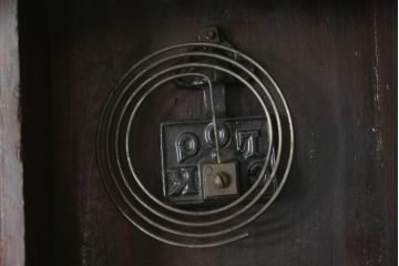和製アンティーク　愛知時計電機(アイチ、AICHI)　AC TRADE MARK(トレードマーク)　大正ロマンの雰囲気漂う掛け時計(柱時計、古時計、振り子時計)(R-072165)