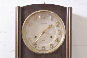 和製ビンテージ　SEIKO(セイコー)　30DAY　レトロ　ゴールドの意匠が目を惹く掛け時計(柱時計、古時計、振り子時計、ヴィンテージ)(R-072169)