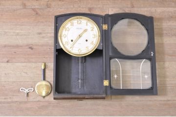 和製ビンテージ　SEIKO(セイコー)　30DAY　レトロ　ゴールドの意匠が目を惹く掛け時計(柱時計、古時計、振り子時計、ヴィンテージ)(R-072169)
