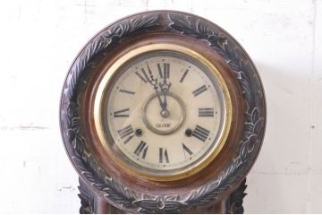 和製アンティーク　GLOBE CLOCK(グローブ)　凝った意匠が目を引く掛け時計(振り子時計、柱時計、古時計)(R-072185)